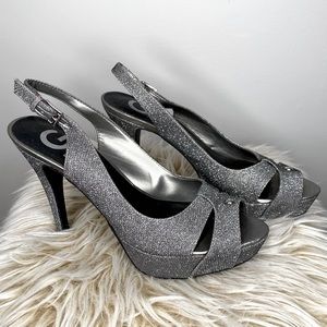 G by Guess Cathy3 shimmer high heels, pewter/gray